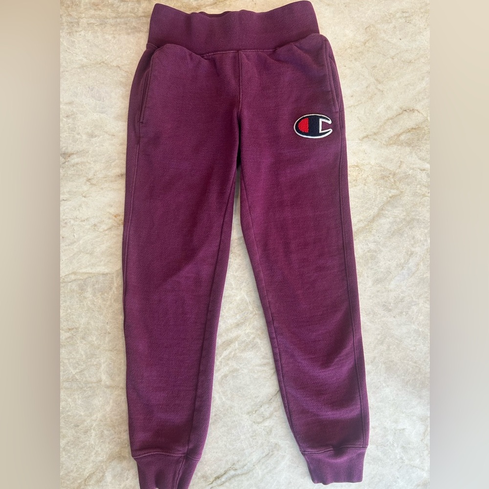 Burgundy Champion Women’s Reverse Weave High Waisted Jogger Sweatpants!